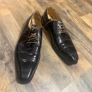 ZOTA Classic Men’s Patent Leather Oxfords – Size 11 – Rich Espresso Gloss
